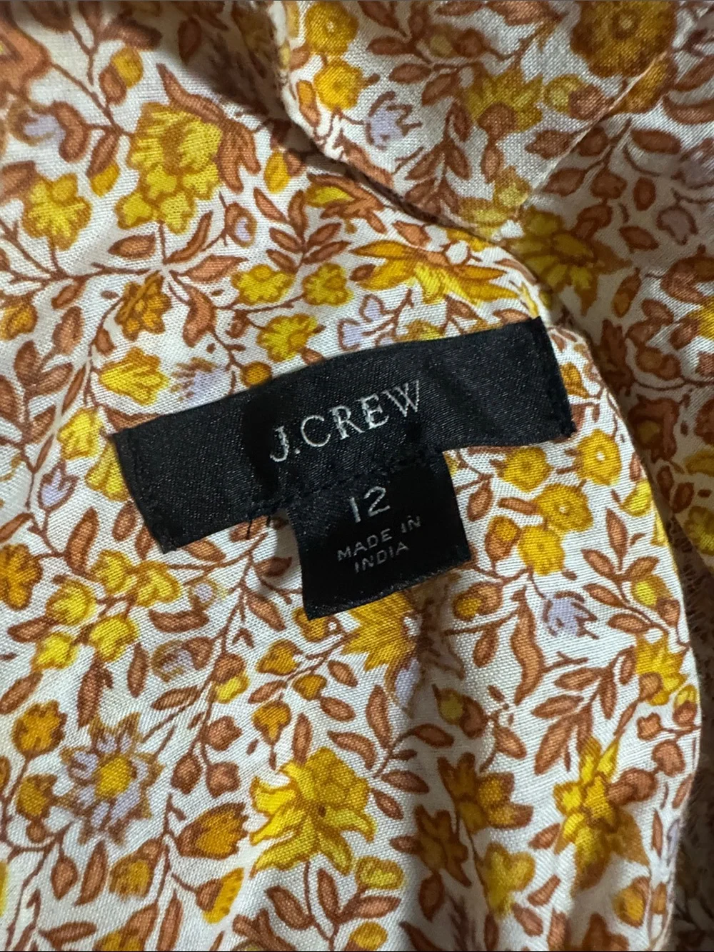 J Crew Women’s Floral Peplum Blouse — Yellow & Cream